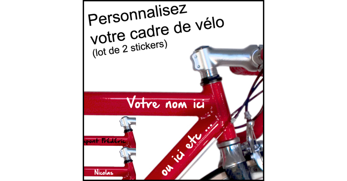 Stickers autocollant cadre vélo personnalisé lot de 2 Sport/vélo